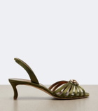 Manolo Blahnik Fulmasli embellished satin slingback sandals