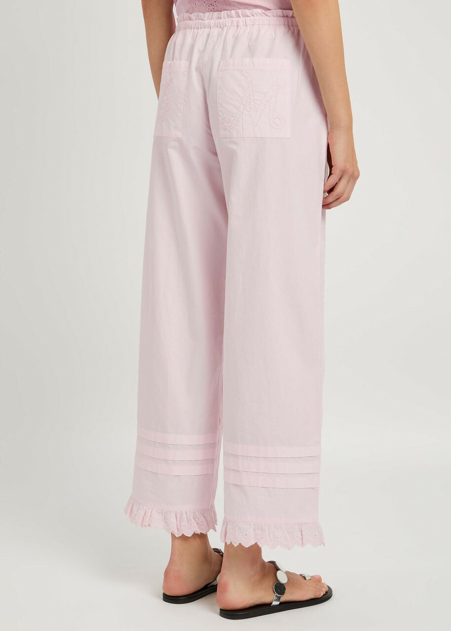 Damson Madder Lucinda Broderie-anglaise Cotton Trousers Light Pink