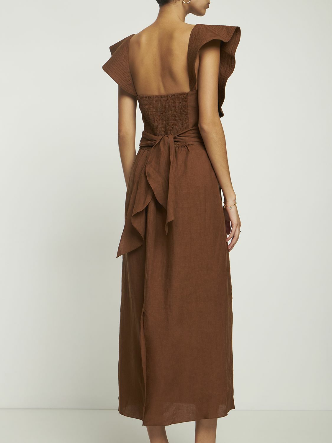 JOHANNA ORTIZ Kilimanjaro Ruffled Linen Midi Dress Johanna Ortiz