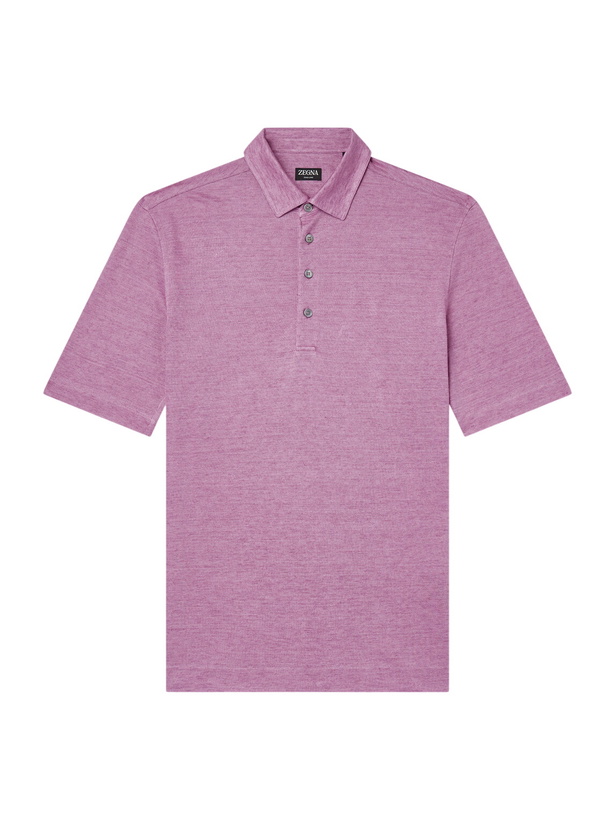 Photo: Zegna - Oasi Linen Polo Shirt - Pink
