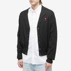 AMI Paris Men's Small A Heart Cardigan in Black