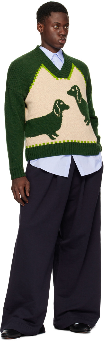 S.S.Daley Green & Off-White Intarsia Sweater