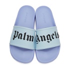 Palm Angels Blue Logo Slides