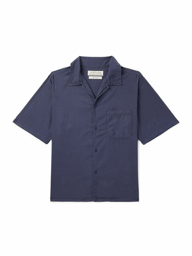 Photo: Remi Relief - Embroidered Cotton and Silk-Blend Twill Shirt - Blue