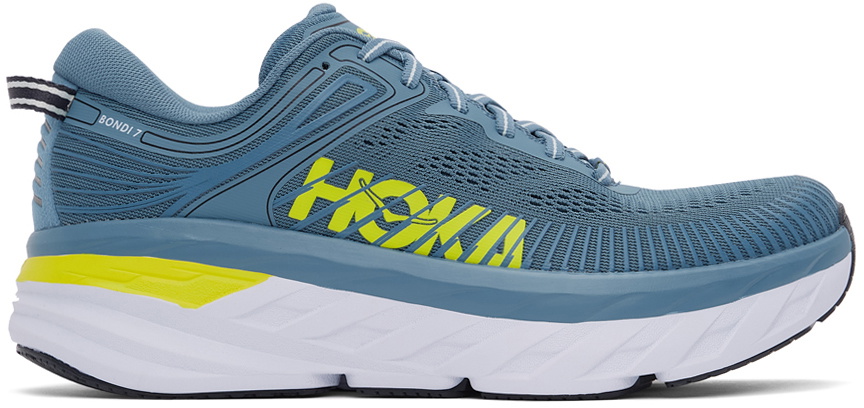 Hoka One One Blue & Yellow Bondi 7 Sneakers Hoka One One