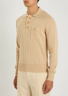 Valentino Garavani Fine-knit Polo Jumper Cream