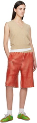 Stanley Raffington SSENSE Exclusive Red Ribbed Shorts