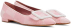 Manolo Blahnik Pink & White Maysale Ballerina Flats