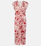 Isabel Marant Lindsay floral ruched jacquard midi dress
