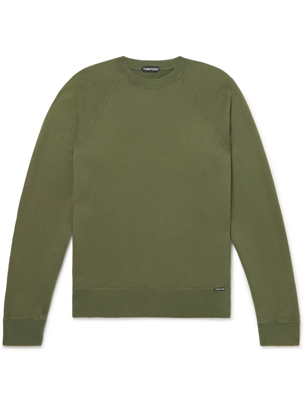 Photo: TOM FORD - Garment-Dyed Cotton-Jersey Sweatshirt - Green