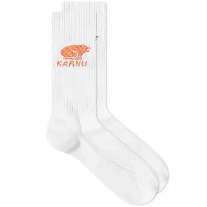 Photo: Karhu Men's Classic Logo Sock in Bright White/High Tide