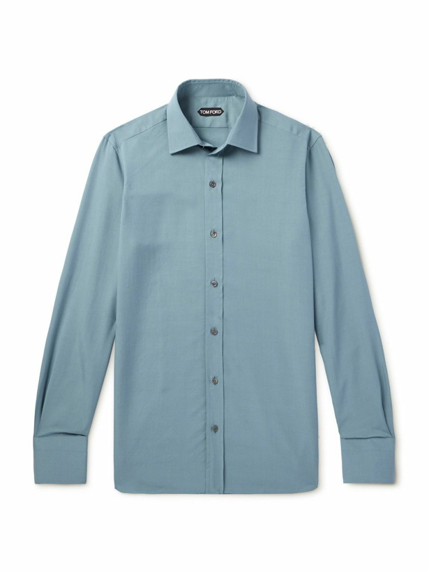 Photo: TOM FORD - Lyocell and Silk-Blend Shirt - Blue