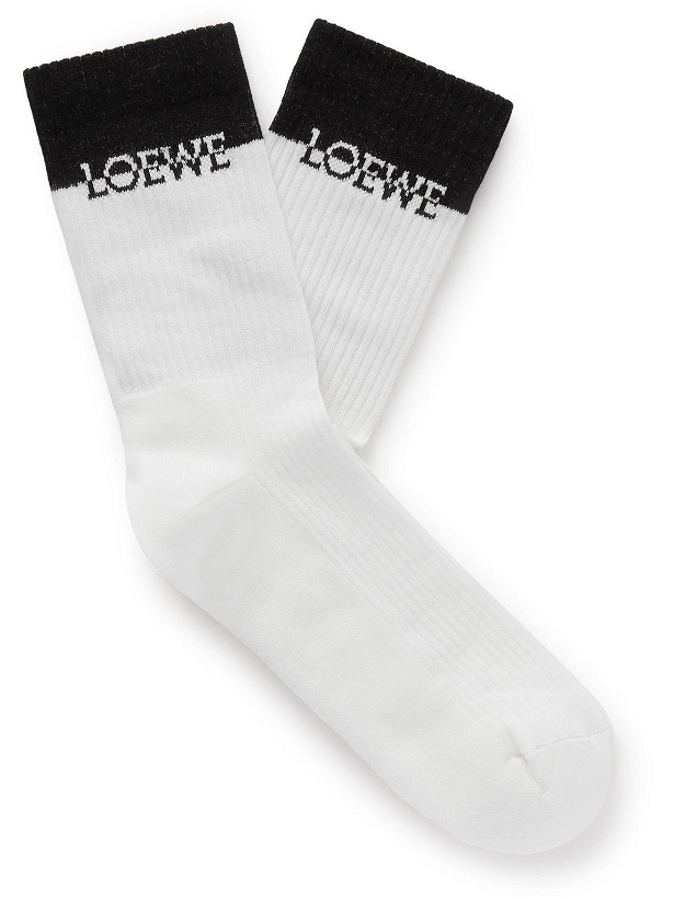 Photo: Loewe - Two-Tone Ribbed Cotton-Blend Socks