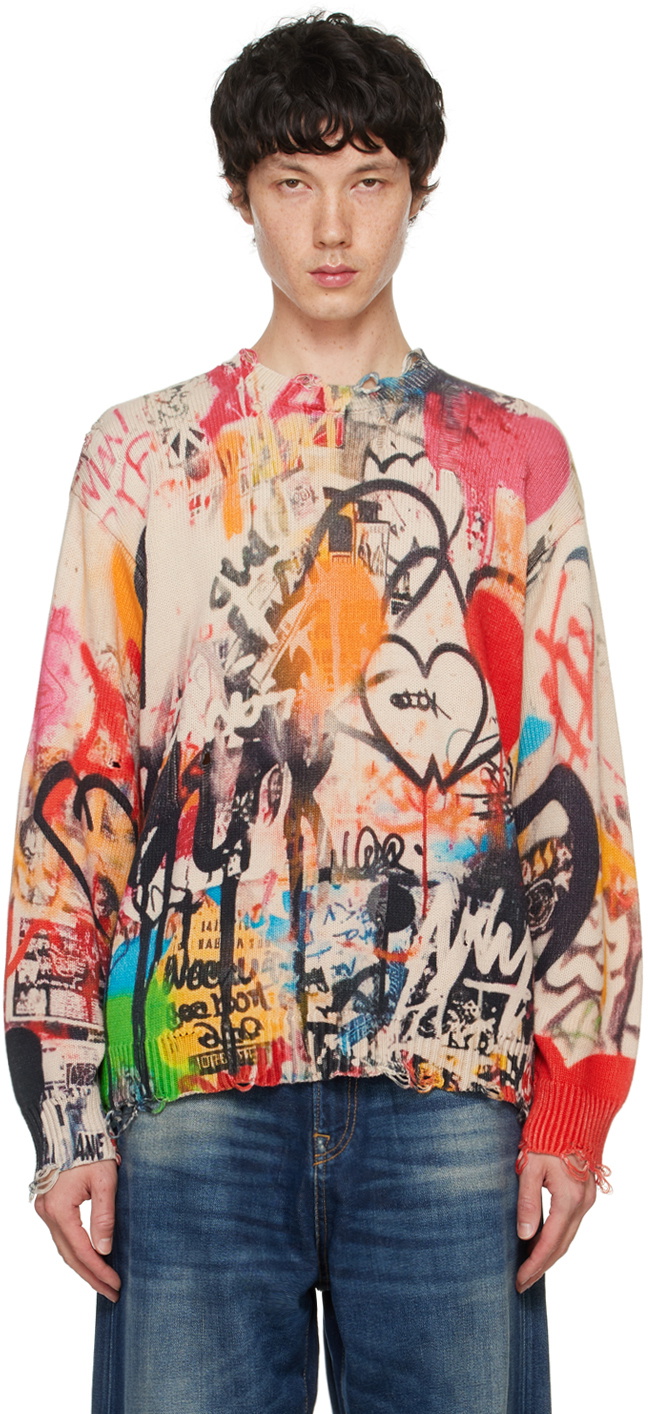 R13 Off-White Crosby Graffiti Sweater R13