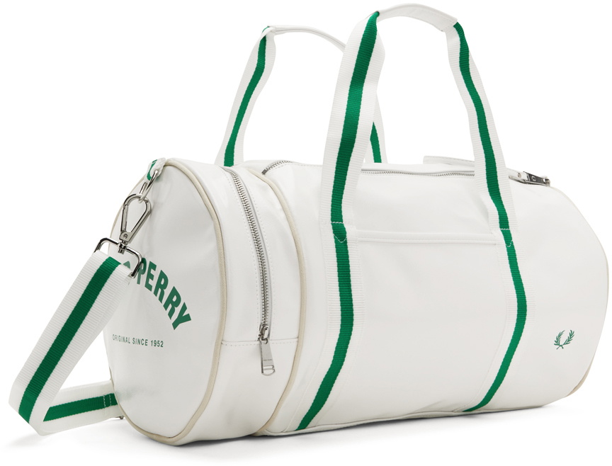 Fred Perry White Barrel Duffle Bag Fred Perry
