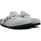 Birkenstock Gray Narrow Boston Soft Footbed Suede Leather Loafers