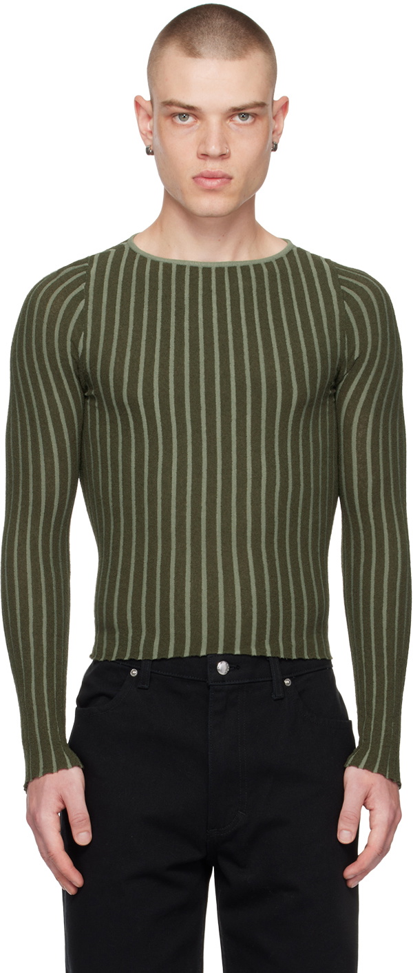 Eckhaus Latta Green Fluted Sweater