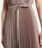 Joseph Volta belted plissé satin midi dress