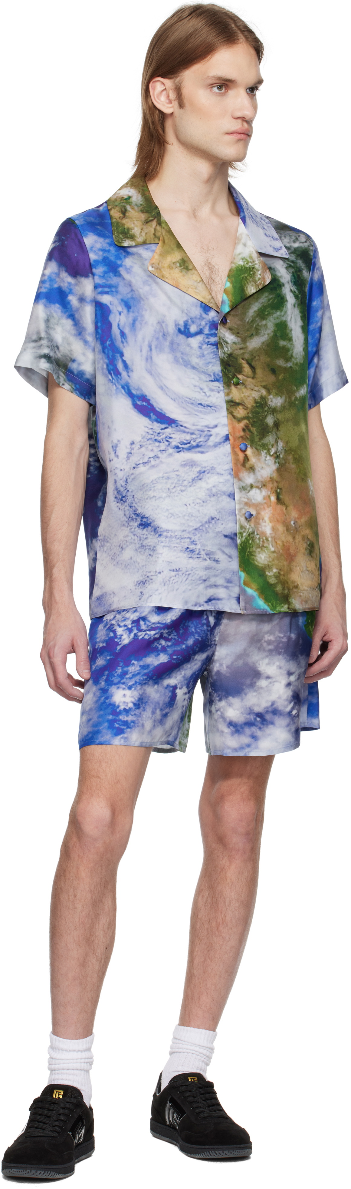 Balmain Multicolor Earth Print Shorts