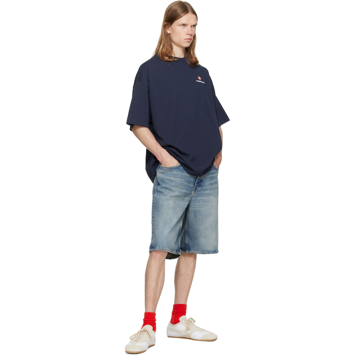 Casablanca Navy Sport Type Oversized Short Sleeve T‑shirt