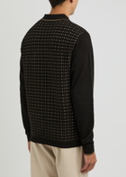 Percival Kihara Striped Cotton Polo Shirt Black