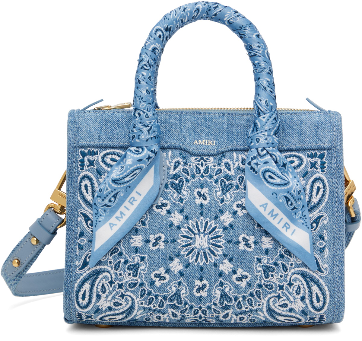 【AMIRI】マイクロ Bandana Triangle デニム バッグ AMIRI Blue Bandana Micro Triangle Bag Amiri