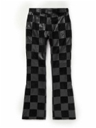 AMIRI - Bootcut Checked Suede and Leather Trousers - Black