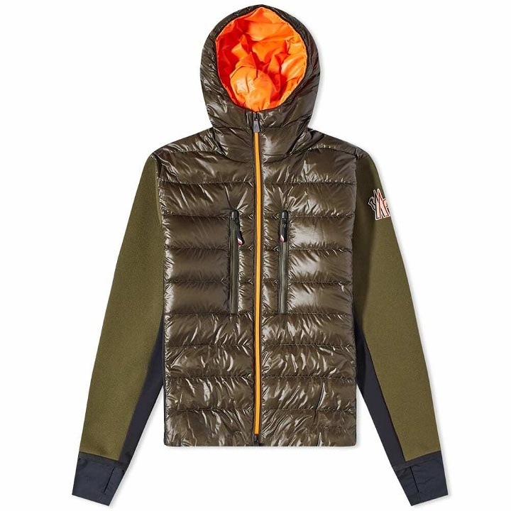 Photo: Moncler Grenoble Men's Down Front Hooded Knit Jacket in Green