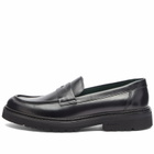 VINNY'S Men's Richee Lug Sole Penny Loafer in Black Crust Leather
