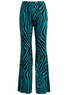Diane Von Furstenberg Ruthette Printed Flared Velvet Trousers Blue