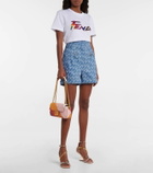 Fendi Logo high-rise chambray shorts