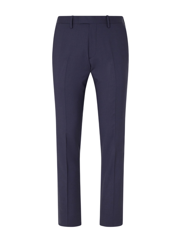 Photo: Mr P. - Straight-Leg Houndstooth Wool Suit Trousers - Blue