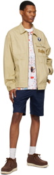 AAPE by A Bathing Ape Navy Embroidered Shorts