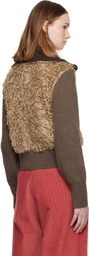 Andersson Bell Brown & Beige Fur Combo Knit Cardigan