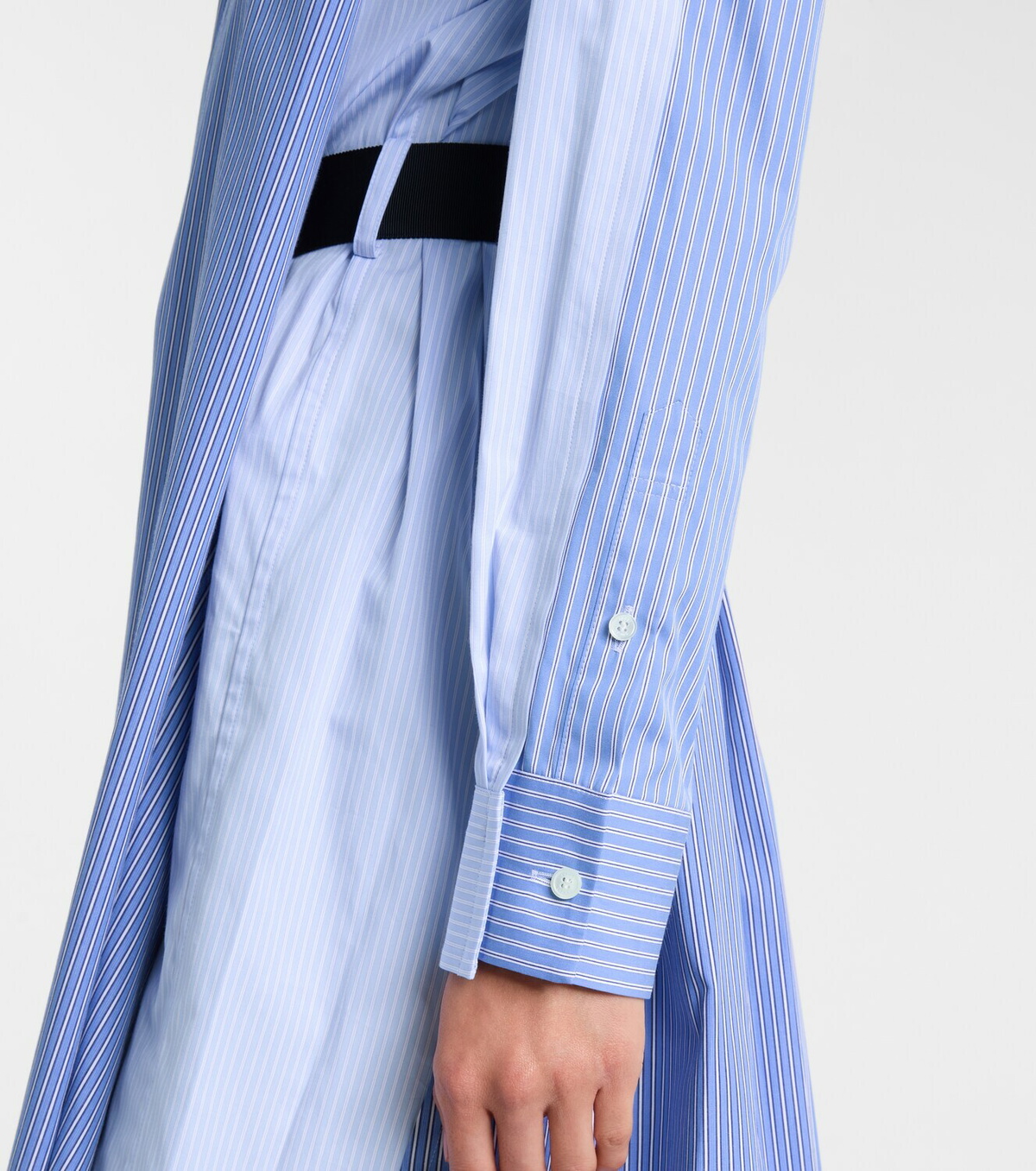 Sacai Striped cotton poplin shirt dress