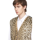 Neil Barrett Beige and Brown Leopard Eco Fur Short Vest