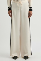Frame Side-striped Silk Trousers Cream