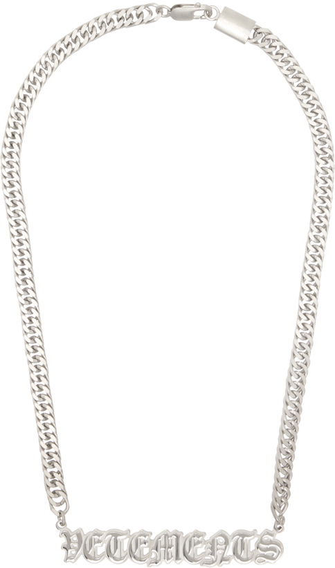 Photo: VETEMENTS Silver Gothic Logo Necklace
