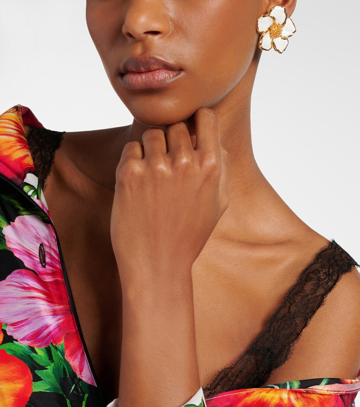 Dolce&Gabbana Floral enamel clip-on earrings