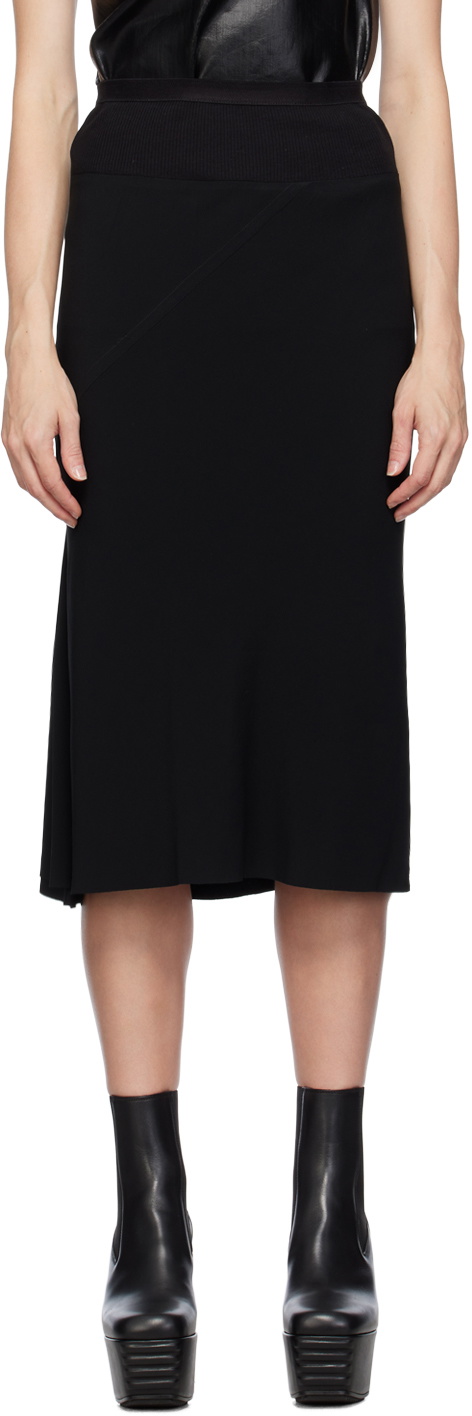 Rick Owens Black Knee Bias Midi Skirt Rick Owens