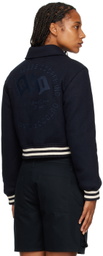 Reese Cooper Navy Embroidered Bomber Jacket