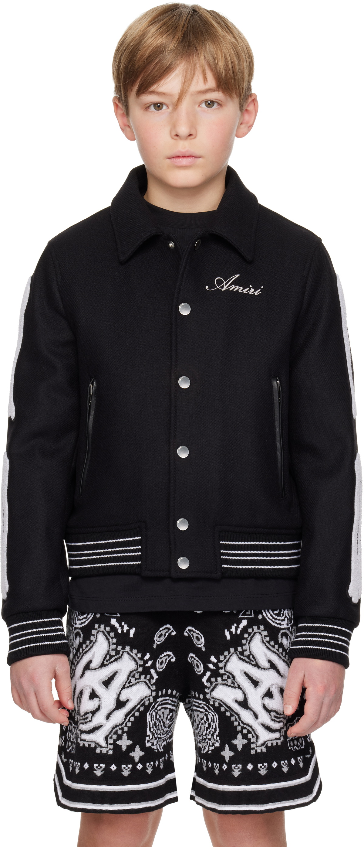 AMIRI Kids Black Bones Bomber Jacket