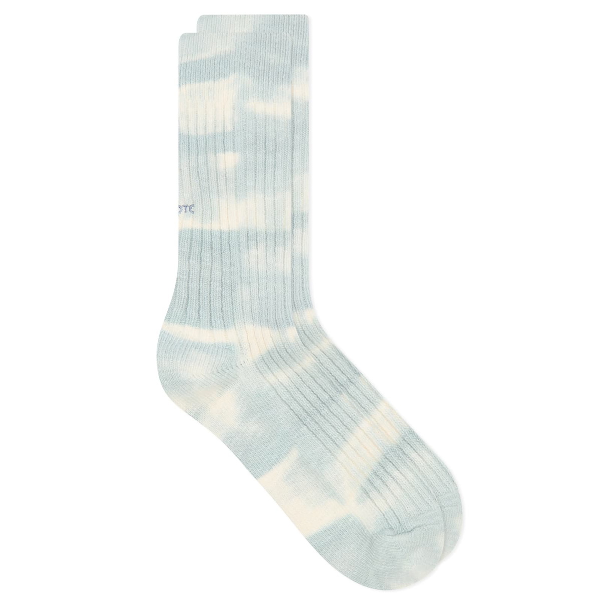 RoToTo Tie Dye Ribbed Crew Sock in Water Blue