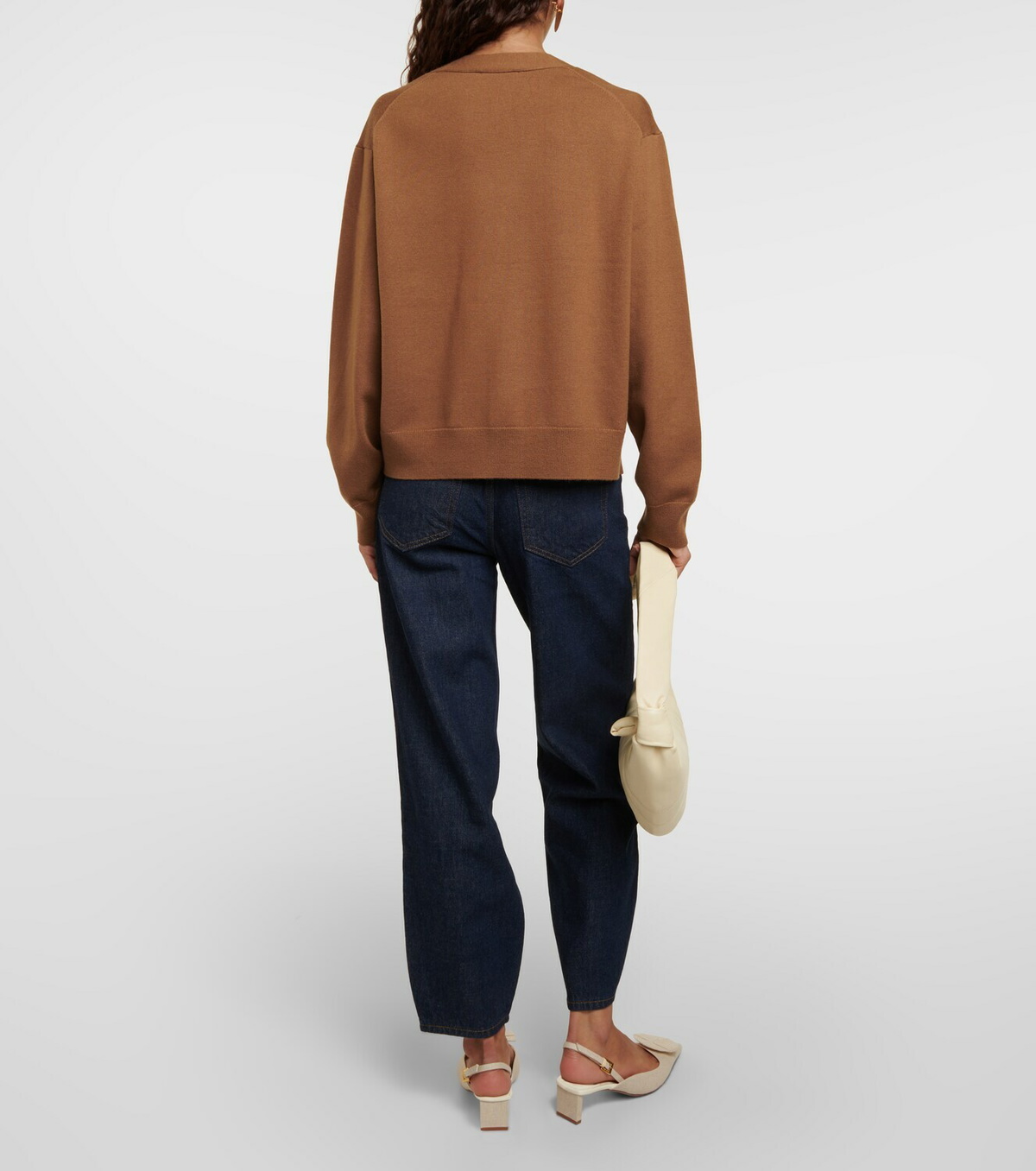 VINCE VELVET TRIM WOOL BLEND CARDIGAN