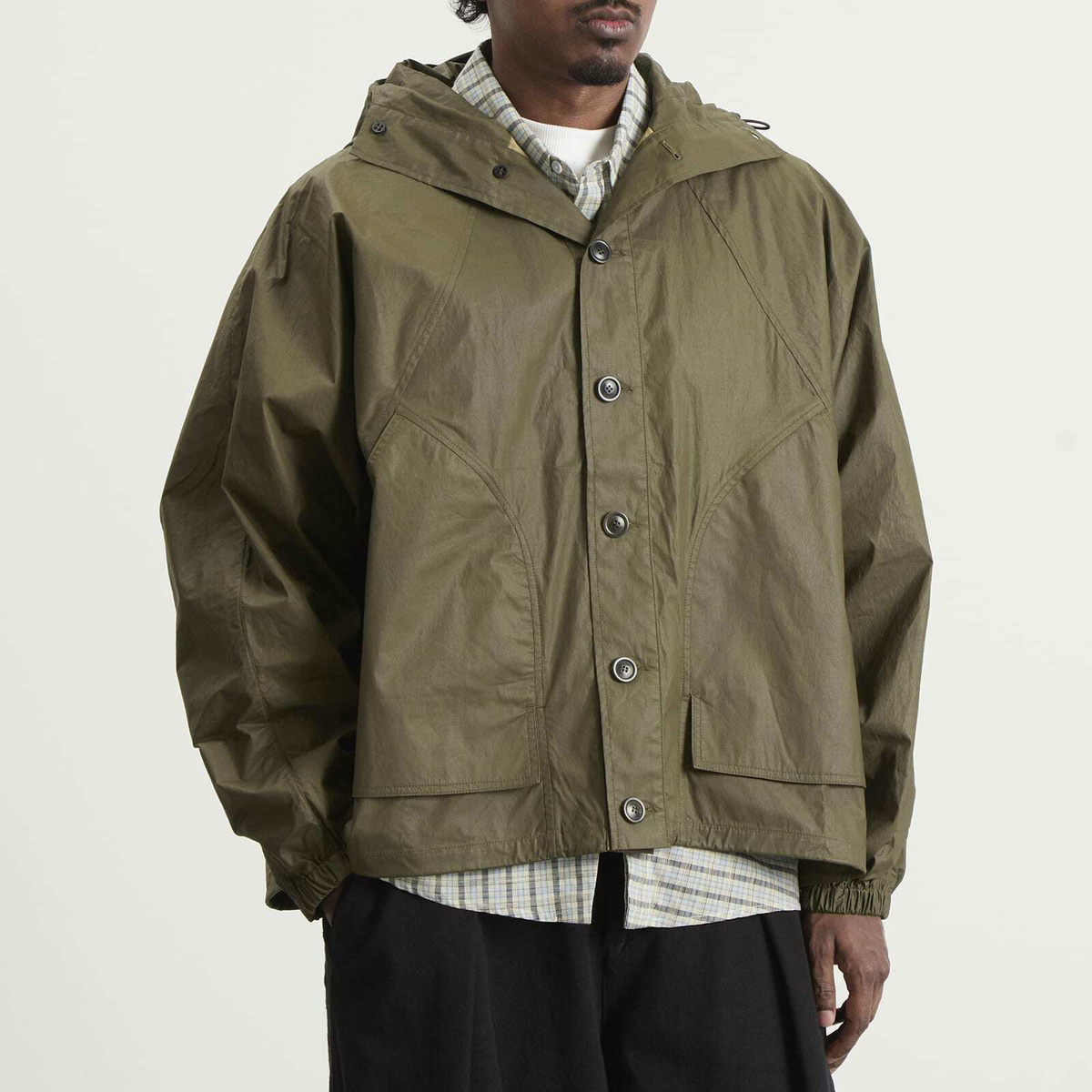 YMC Men's Coated Cotton Bonehead Jacket in Dark Green
