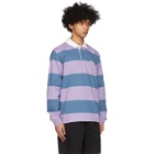 Stussy Blue and Purple Classic Stripe Rugby Polo