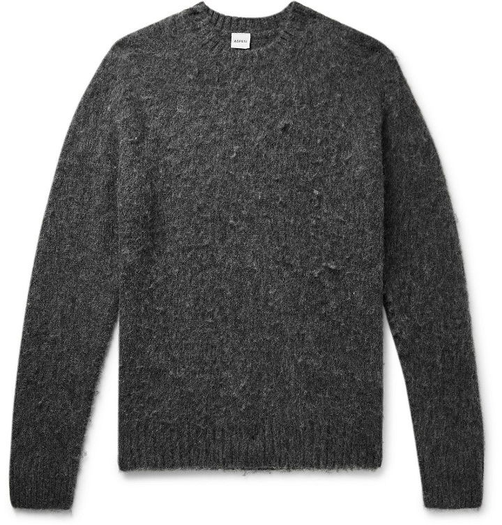 Photo: Aspesi - Brushed Shetland Wool Sweater - Gray