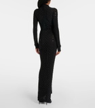 Alaïa Embellished ruched jersey maxi dress