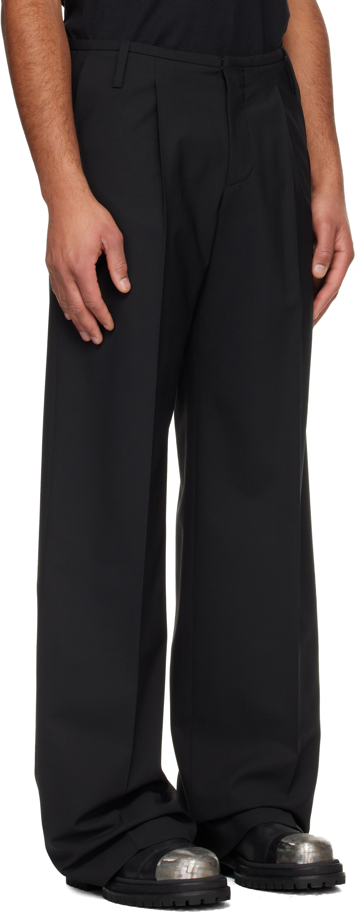 032c Black Wide Leg Suit Trousers