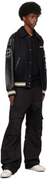 Golden Goose Black Wool Patch Bomber Jacket